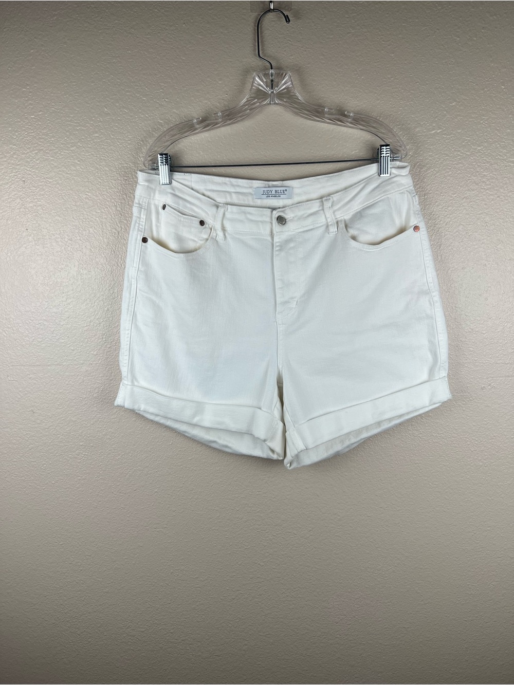 Judy Blue White Cuffed Denim Shorts 2XL